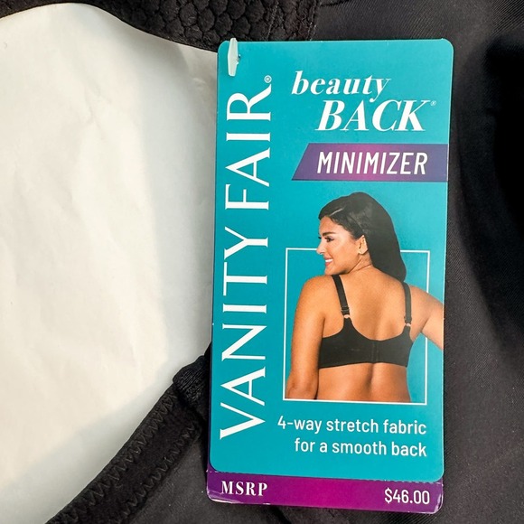 Vanity Fair Beauty Back Minimizer Midnight Black Bra NWT Size 34G - Picture 6 of 7